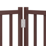 Dog Gate with Door Foldable 6 Panels Brown Oak 300 cm Solid Wood Fir 352293