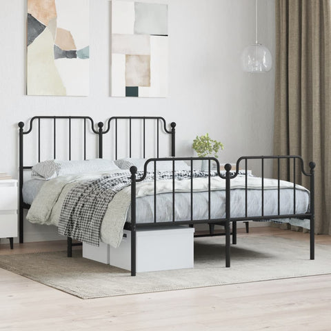 Metal Bed Frame without Mattress with Footboard Black 140x200cm 373906