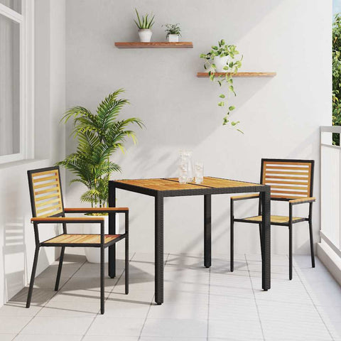 Garden Dining Set 3 pcs Black Poly Rattan 3365434