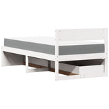 Bed with Drawers and Mattress White 90x200 cm Solid Wood Pine 3281908