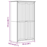 Wardrobe "BODO" Grey 99x53,5x173 cm Solid Wood Pine 355061