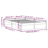 Bed Frame without Mattress Honey Brown Solid Wood 120x190 cm Small Double 814922