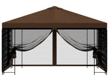 Garden Gazebo with Sidewalls 3 x 3 m Brown Polyester and Steel 900348