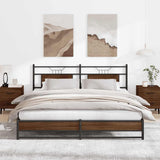 Metal Bed Frame without Mattress Brown Oak 183x213 cm 3325132