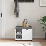 Hall Bench White 60 x 38 x 46 cm Engineered Wood and Fabric 891496
