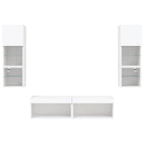 6 Piece TV Wall Units with LED White Engineered Wood 3216615