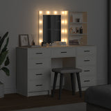 Dressing Table with Mirror Lights 3 pcs White Engineered wood 3334218