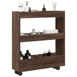 Narrow Storage Trolley 3 Tier Brown Oak Engineered Wood 855247