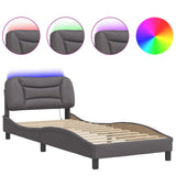 Bed Frame with LED without Mattress "Hvar" Grey 80x200 cm 3213895