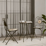 Mosaic Bistro Set Terracotta and White Iron and Ceramic 3216356