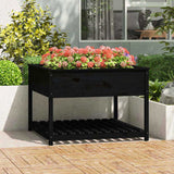 Planter with Shelf Black 111.5x111.5x81 cm Solid Wood Pine 823805