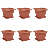Plant Pots 6 pcs Brick Red 38 x 38 x 30 cm Plastic 3403295