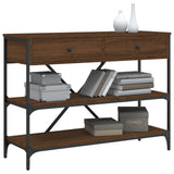 Console Table with Drawers and Shelves Brown Oak Engineered Wood 833407
