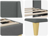 Bed Frame with Headboard Dark Grey 180 x 200 cm Fabric 42027379