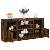 Sideboard with LED Lights Smoked Oak 142.5x37x67 cm 3209090