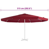 Replacement Fabric for Outdoor Parasol Bordeaux Red 515 cm 312542