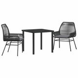 Garden Dining Set with Cushion 3 pcs Black Poly Rattan 3380869