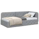 Corner Bed Frame with Headboard Light Grey 100 x 200 cm Fabric 42016503