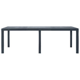 Garden Table Anthracite 220x90x72 cm Plastic Rattan Look 45608