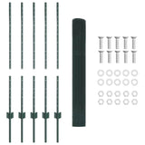 Welded Wire Fence with Posts 10 x 1 m Galvanised Steel Green 3336444