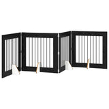 Foldable Dog Gate with Stands 4 pcs Black Oak 321 cm 892079