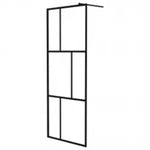 ZNTS Walk-in Shower Wall with Shelf Black 100x195 cm ESG Glass&Aluminium 3185472