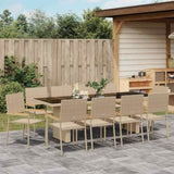 Garden Dining Set 11 pcs Beige Poly Rattan 3365419