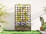 Wooden Trellis Planter, Raised Garden Bed with Wheels and Bed Liner, to Climb and Grow Vegetables, T3398P317695