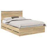 Bed Frame with Drawer Sonoma Oak 140 x 200 cm Engineer Wood 3409463