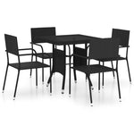 ZNTS 5 Piece Garden Dining Set Poly Rattan Black 3059442