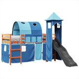 Kids' Loft Bed with Tower Blue 80x200 cm Solid Wood Pine 3309153