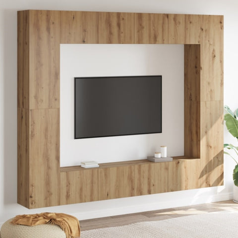 ZNTS TV Cabinet with Storage with Door 8 pcs Brown 221 x 30 x 180 cm Wood 3393455