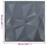 3D Wall Panels 24 pcs 50x50 cm Diamond Grey 6 m² 150919