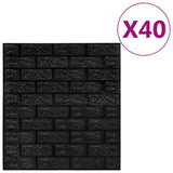 3D Wallpaper Bricks Self-adhesive 40 pcs Black 150726