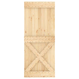 Sliding Door Natural and White 85 x 210 cm Solid Pine Wood 3445040
