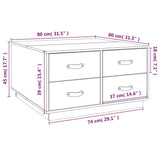Coffee Table Black 80x80x45 cm Solid Wood Pine 821521