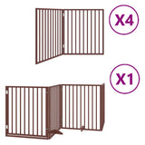 Dog Gate with Door Foldable 12 Panels Brown 960 cm Poplar Wood 3155584