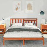 Bed Frame with Headboard Wax Brown 150 x 200 cm Solid Pine Wood 872229