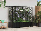 Raised Bed with Trellis and Roof Black 163.5 x 40 x 138 cm PP 42032549