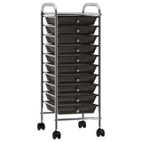10-Drawer Mobile Storage Trolley Black Plastic 320402