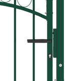 Fence Gate "EMMEN" with Arched Top Steel 100x98,5 cm Green 146364