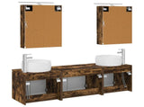 Bathroom Cabinet Set 5 pcs Smoked Oak Engineered Wood 3406523
