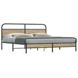 Metal Bed Frame without Mattress Smoked Oak 193x203 cm 3318671