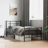 Metal Bed Frame without Mattress with Footboard Black 90x200cm 355572