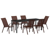 Garden Dining Set 7 pcs Brown and Black Powder-coated Steel 3379133