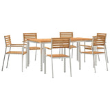 Garden Dining Set 7 pcs Solid Teak Wood and Stainless Steel 3334786