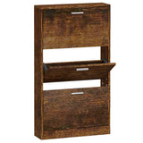 Shoe Cabinet Smoked Oak 59x17x108 cm Engineered Wood 342531