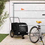 ZNTS Pet Bike Trailer Black Oxford Fabric and Iron 93863