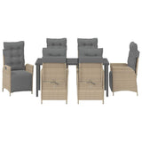 Garden Dining Set with Cushion 7 pcs Beige Poly Rattan 3380565