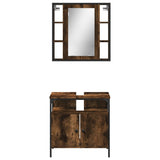 2 Piece Bathroom Furniture Set Smoked Oak Engineered Wood 3214717